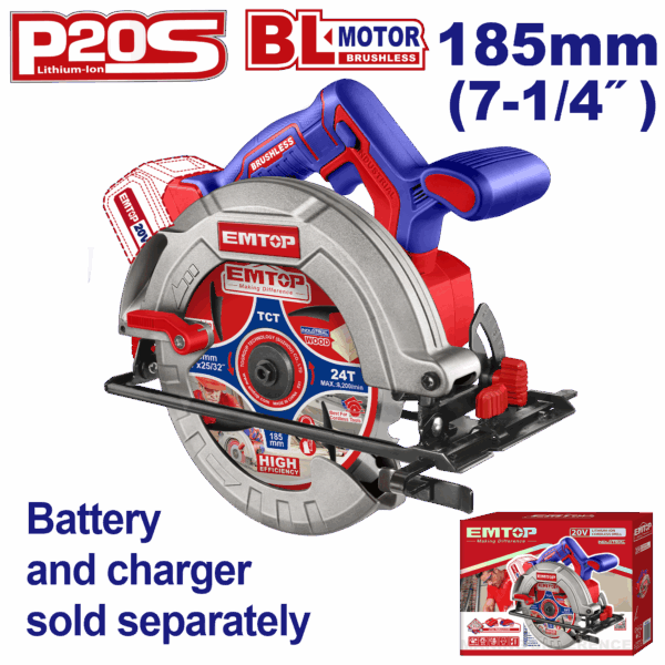 Sierra circular, Inalámbrico 20 V, Motor Brushless